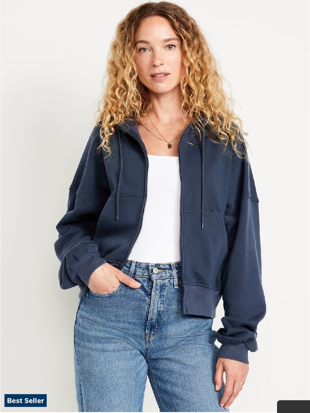 Old Navy So Cozy Cropped Navy Zip-Up Hoodie